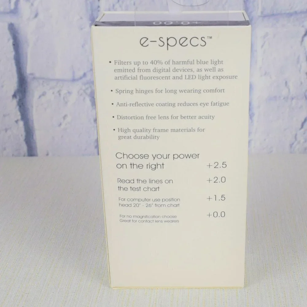 e-Specs Blue Light Filtering Specs Glasses Black
